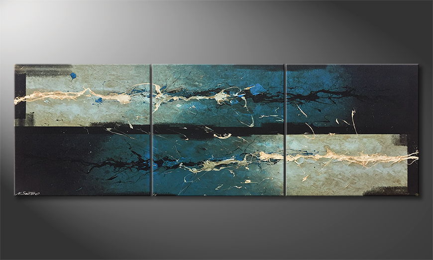 De schilderij Water Clash 210x70cm