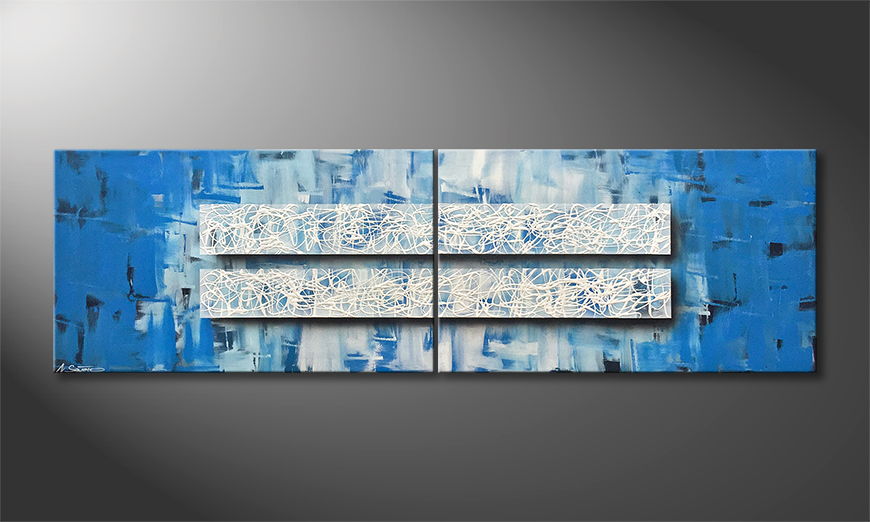 De schilderij Water Sky 200x60cm