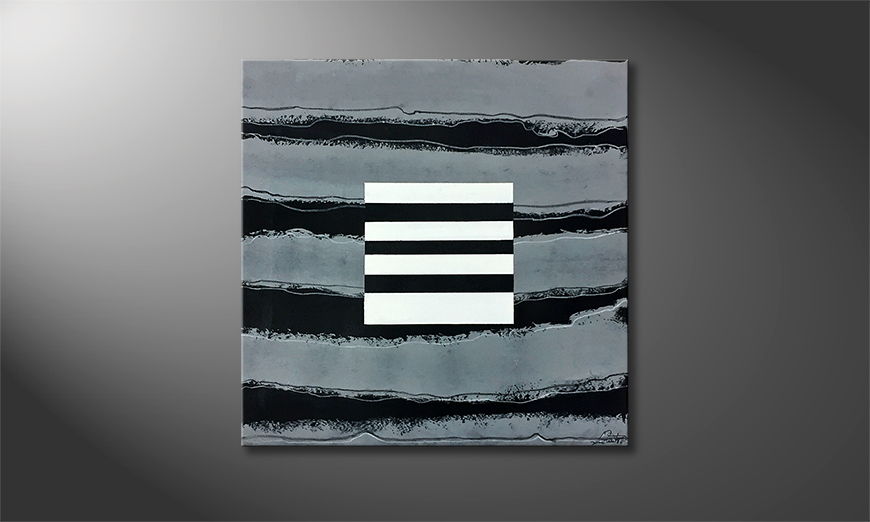De schilderij White Stripes 80x80cm