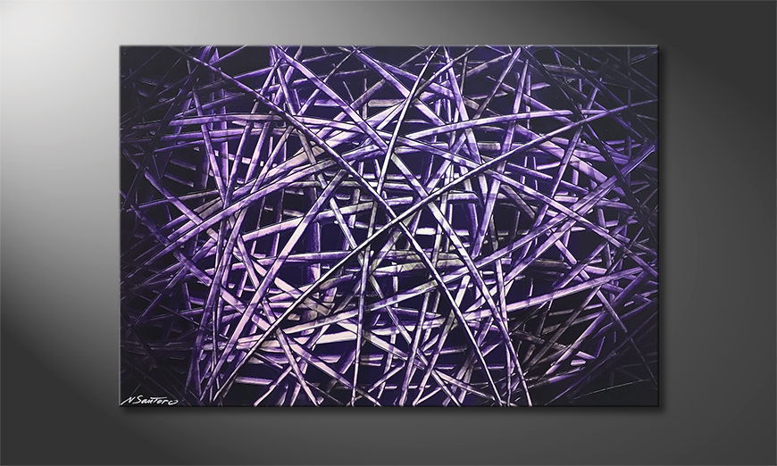 Het aardige schilderij Purple Lines 120x80cm