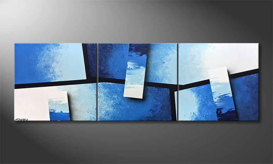 Het canvas Blue Stacks 210x70cm