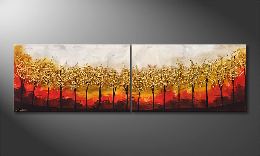 Het canvas Golden Trees 200x60cm