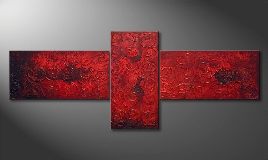 Het canvas Midnight Roses 250x100cm