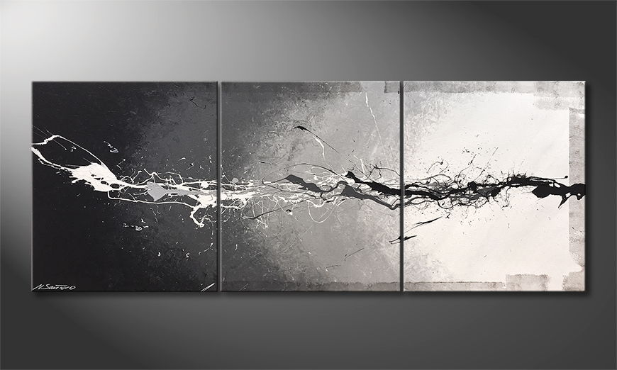Het canvas Monochrome Splash 180x70cm