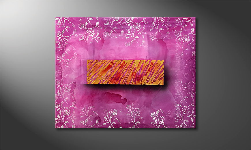 Het canvas Pink Flowers 100x80cm