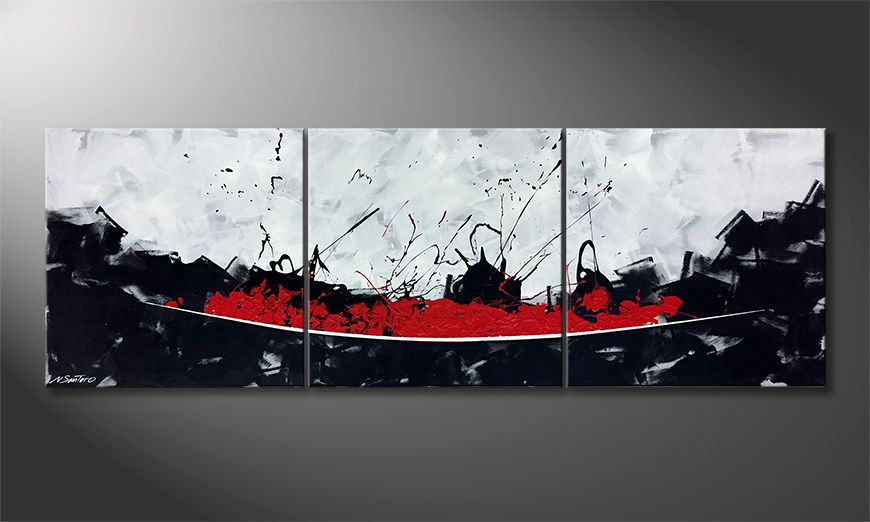 Het exclusieve schilderij Liquid Red 210x70cm