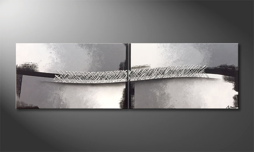 Het moderne beeld Silver Stream 200x60cm