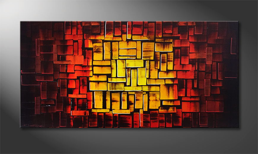Moderne wall art Cubic Flames 120x60cm