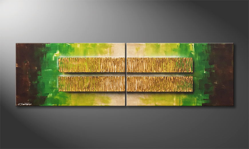 Moderne wall art Golden Rain 200x60cm