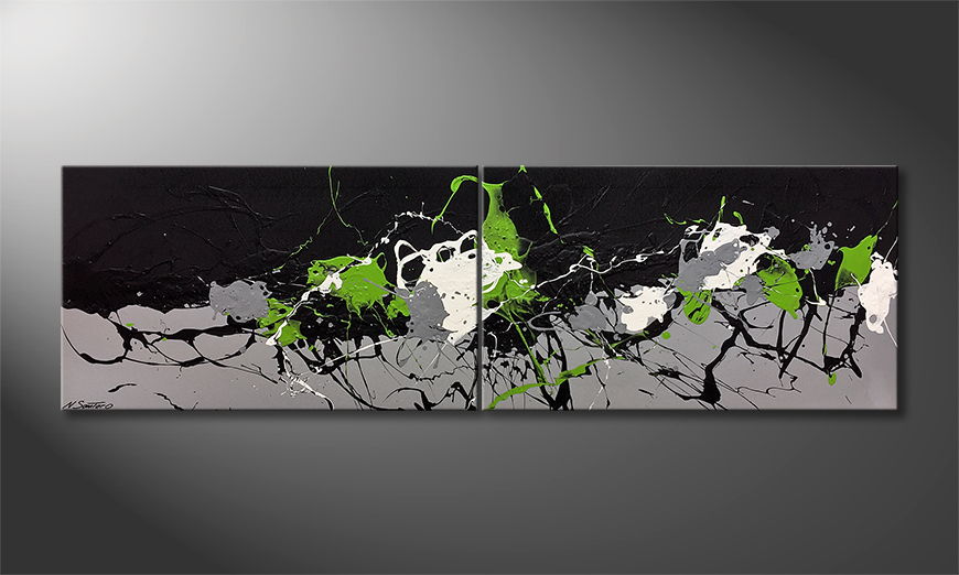 Moderne wall art Green Blood 200x60cm