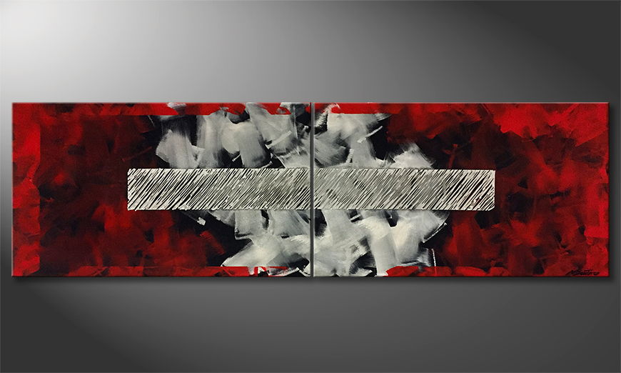Moderne wall art Red Framed 200x60cm