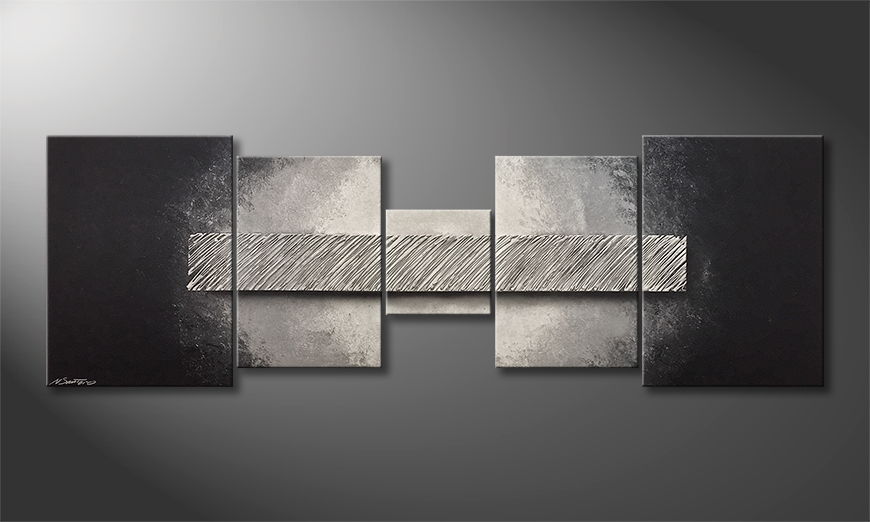 Moderne wall art Silver Rain 210x70cm