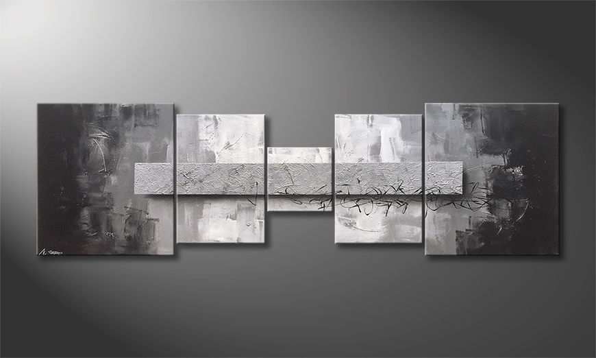 Moderne wall art Silver Whispering 230x70cm