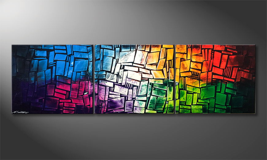Onze schilderij Colorful Feelings 210x60cm