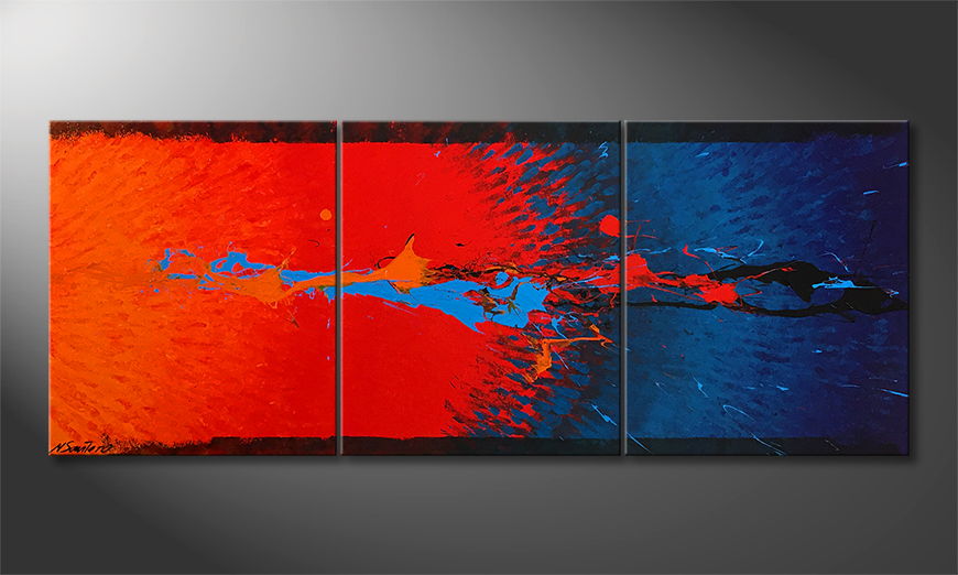 Onze schilderij Fire Kisses Water 150x60cm