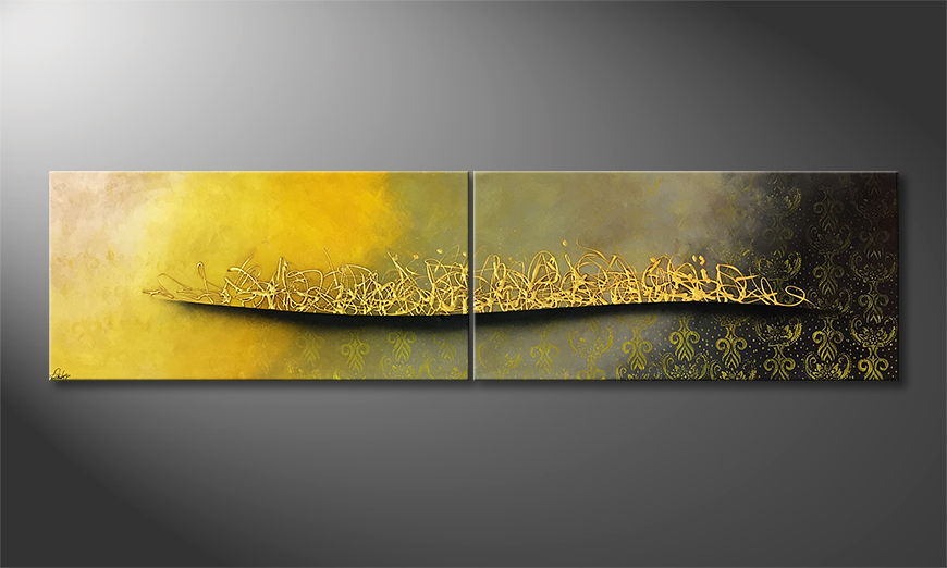 Onze schilderij Golden Sunlight 240x60cm