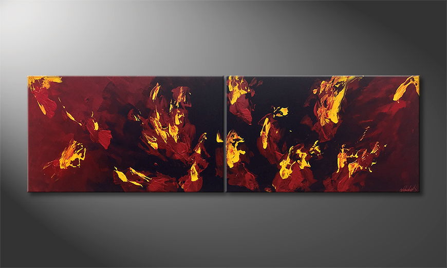 Onze schilderij Liquid Flames 200x60cm