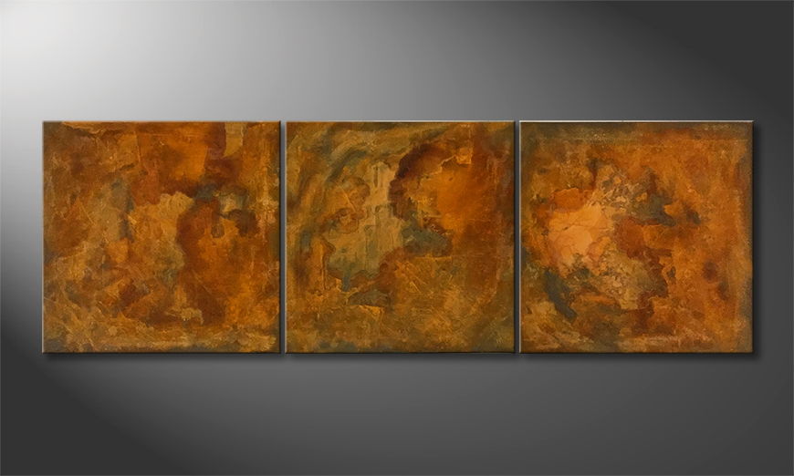 Onze schilderij Rusty Three 180x60cm