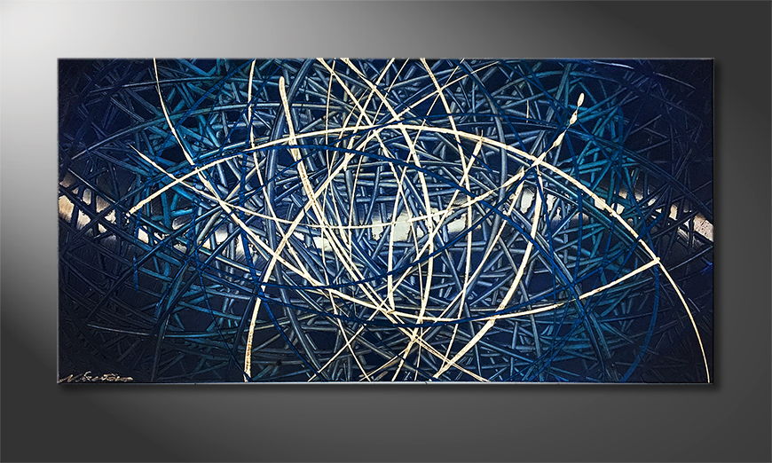 Woonkamer schilderij Blue Flow 120x60cm