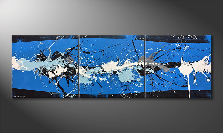 Woonkamer schilderij Coltish Blue 210x70cm