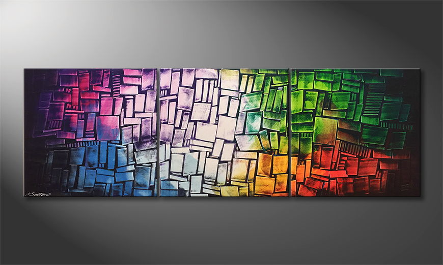 Woonkamer schilderij Expressive Colors 210x70cm