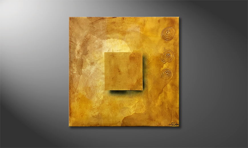Woonkamer schilderij Fading Gold 80x80cm