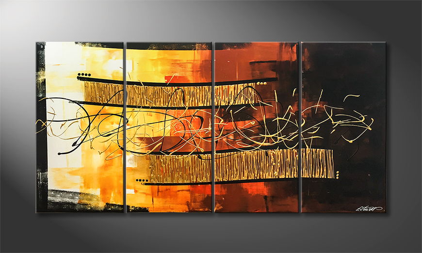 Woonkamer schilderij Gold Rush 160x80cm