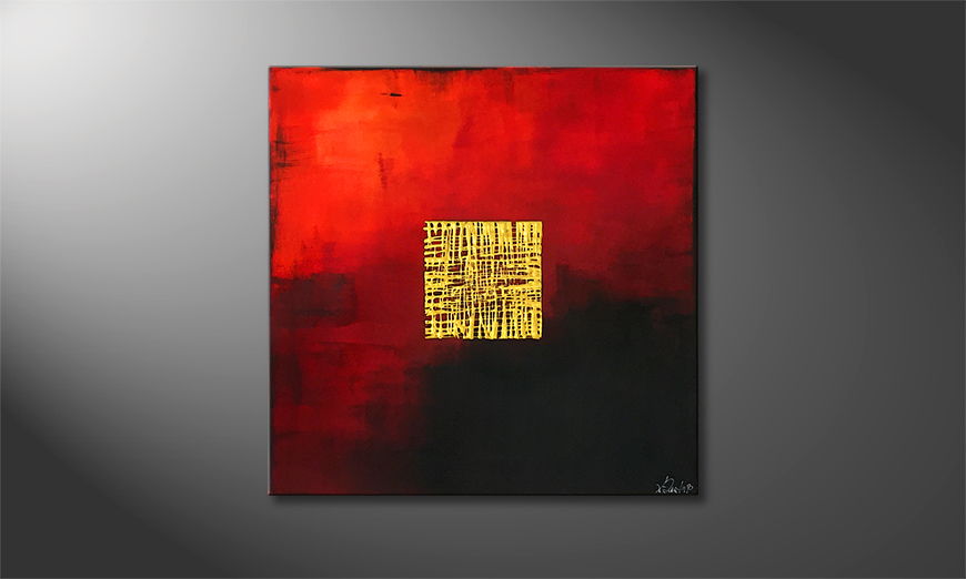 Woonkamer schilderij Golden Red 80x80cm
