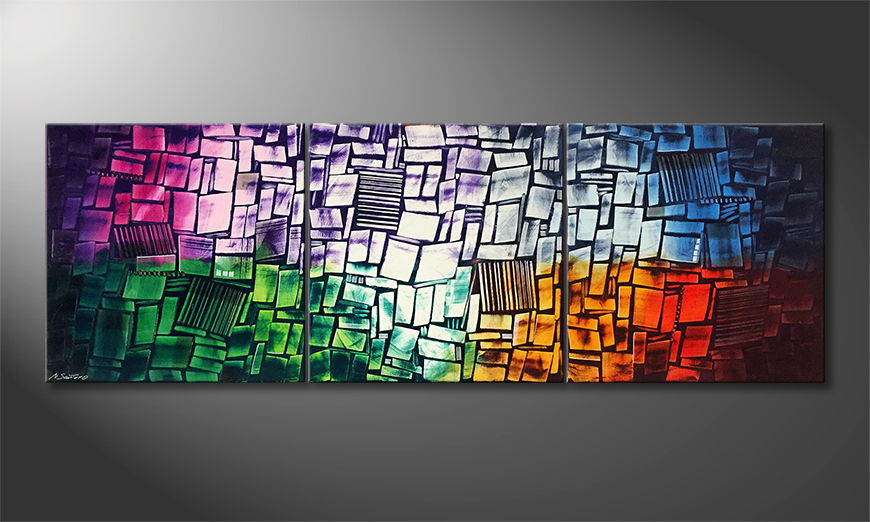 Woonkamer schilderij Spectral Colors 240x80cm