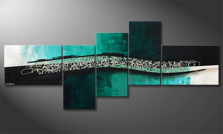 Woonkamer schilderij Wave Of Silence 260x110cm